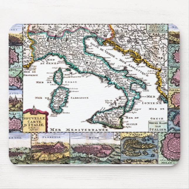 Gamla bilder karta i italien musmatta (Framsidan)
