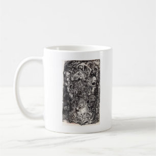 Gamla, bläck teckning kaffemugg