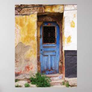 Gamla Blue Door Mykonos Greece Poster
