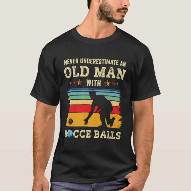 Gamla Bocce Boll Team Boccia Bocci Grandpa Pappa H T Shirt (Framsida)