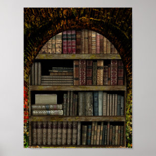 Gamla Bok Bibliotek bok älskare Poster