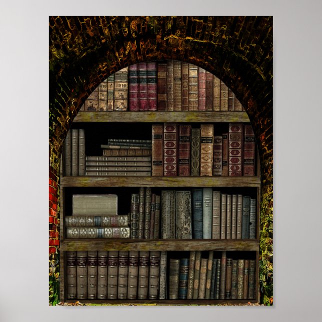 Gamla Bok Bibliotek bok älskare Poster (Framsidan)