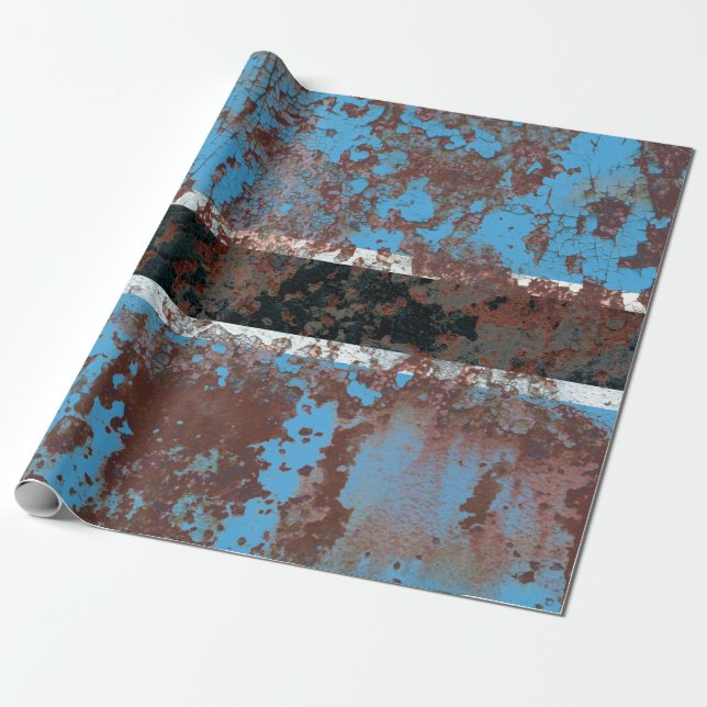 Gamla Botswana grunge-bakgrundsflaggabstrakt, åldr Presentpapper (Utrullad)