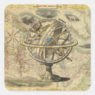 Gamla British America Explore Polar Bear Compass K Fyrkantigt Klistermärke