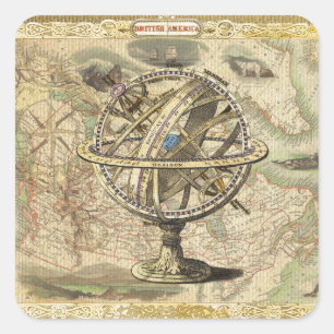 Gamla British America Explore Polar Bear Compass K Fyrkantigt Klistermärke