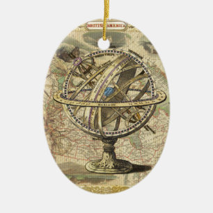 Gamla British America Explore Polar Bear Compass K Julgransprydnad Keramik