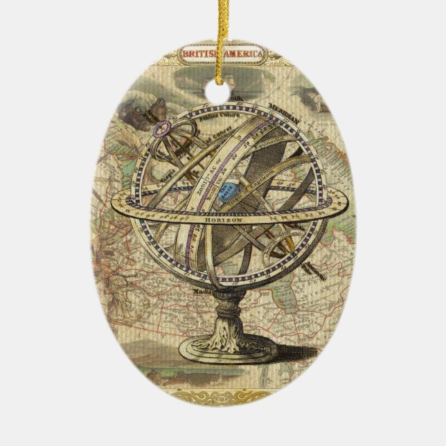 Gamla British America Explore Polar Bear Compass K Julgransprydnad Keramik (Framsidan)