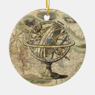 Gamla British America Explore Polar Bear Compass K Julgransprydnad Keramik