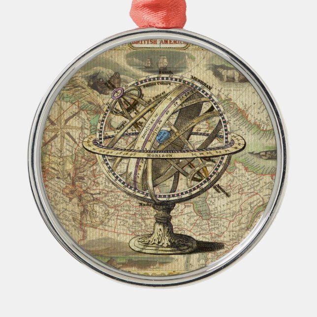 Gamla British America Explore Polar Bear Compass K Julgransprydnad Metall (Framsidan)