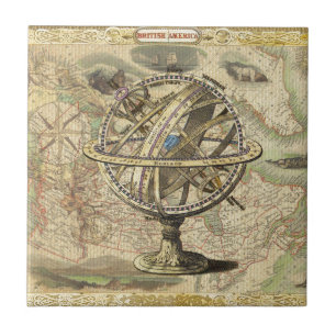 Gamla British America Explore Polar Bear Compass K Kakelplatta