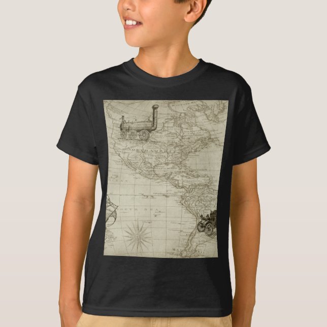 Gamla British America Explore Polar Bear Compass K T Shirt (Framsida)