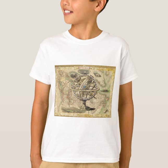 Gamla British America Explore Polar Bear Compass K Tee Shirt (Framsida)