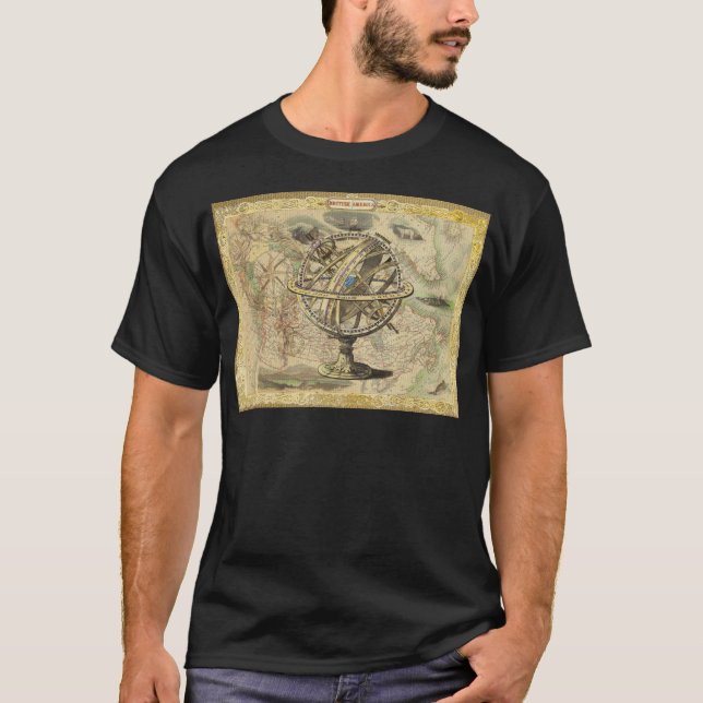 Gamla British America Explore Polar Bear Compass K Tee Shirt (Framsida)