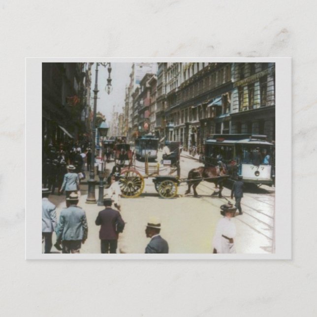 Gamla Broadway Street scen 1904, New York City Vykort (Framsida)