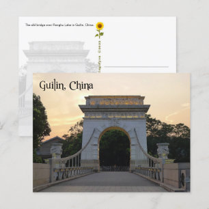 Gamla bron, Guilin, China - vykort