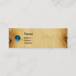 GAMLA BROWN PARCHMENT, GEM STONE, MONOGRAM Blue Mini Visitkort