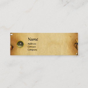GAMLA BROWN PARCHMENT, GEM STONE, MONOGRAM grått Mini Visitkort