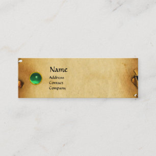 GAMLA BROWN PARCHMENT, GEM STONE, MONOGRAM grönt Mini Visitkort