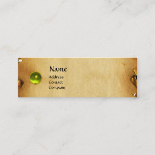 GAMLA BROWN PARCHMENT, GEM STONE, MONOGRAM gult Mini Visitkort