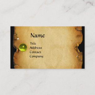 GAMLA BROWN PARCHMENT, GEM STONE, MONOGRAM Gult Visitkort