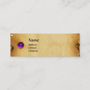 GAMLA BROWN PARCHMENT, GEM STONE, MONOGRAM lila Mini Visitkort