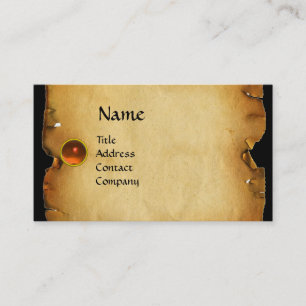 GAMLA BROWN PARCHMENT, GEM STONE, MONOGRAM orange Visitkort