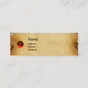 GAMLA BROWN PARCHMENT, GEM STONE, MONOGRAM Red Mini Visitkort