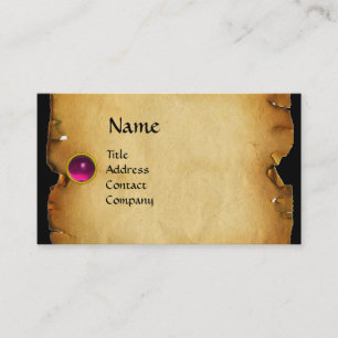 GAMLA BROWN PARCHMENT, GEM STONE, MONOGRAM rosa Visitkort