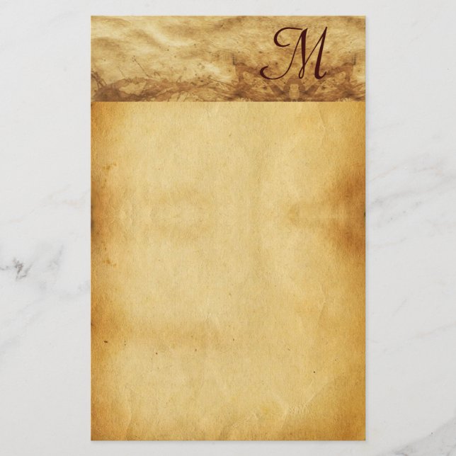 GAMLA BROWN PARCHMENT Monogram Brevpapper (Framsida)