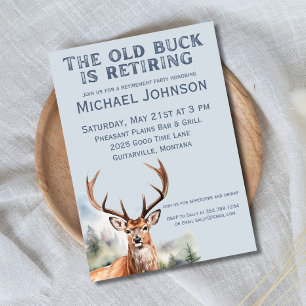Gamla Buck är Retiring Rustic Hunting Pension Inbjudningar
