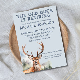 Gamla Buck är Retiring Rustic Hunting Pension Inbjudningar