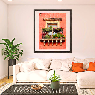 Gamla byn Balcony Mexico Bilder Poster