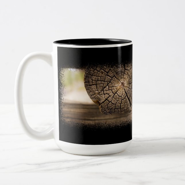 Gamla Cabin Wood Struktur 1 på Black Två-Tonad Mugg (Vänster)