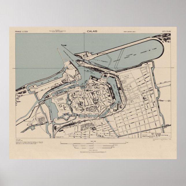 Gamla Calais Frankrike Karta (1943) Poster (Framsidan)