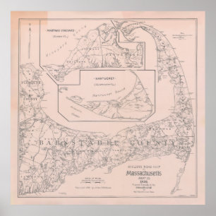 Gamla Cape Cod MORSA Karta (1891) Poster