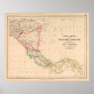 Gamla Centralamerika Karta (1857) Latinamerika Lan Poster