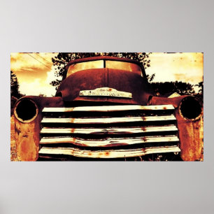 Gamla Chevy Farming Lastbil Poster