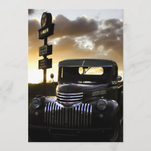 Gamla Chevy Lastbil vid Sunset Inbjudan