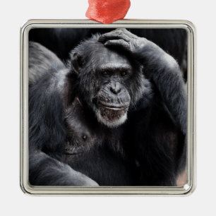 Gamla Chimpanzee-prydnadsföremål Julgransprydnad Metall