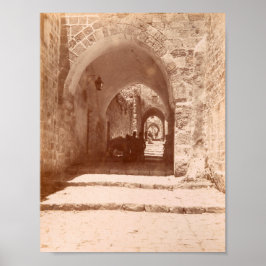 Gamla cobblestone-alley i Jerusalem Poster