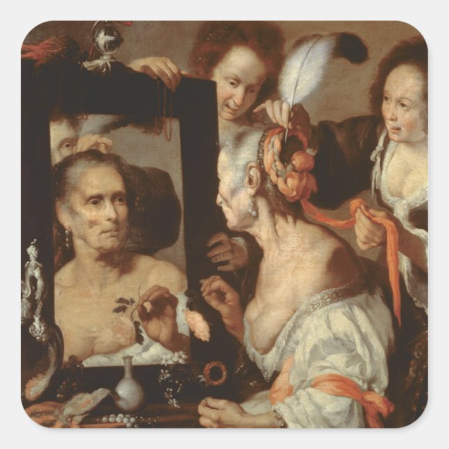 Gamla Coquette Fyrkantigt Klistermärke (Framsida)