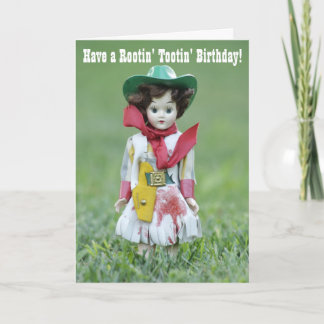 Gamla Cowgirl Doll YEE HAW Rootin'Tootin's Birthda Kort