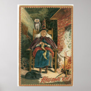 Gamla Crone Witch Vintage affisch