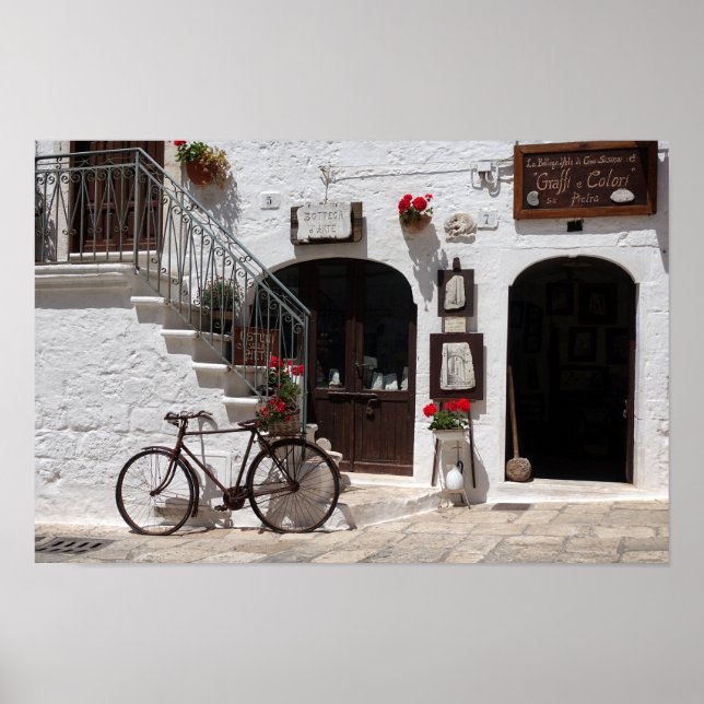 Gamla cyklar och storefront i Apulia Poster (Framsidan)