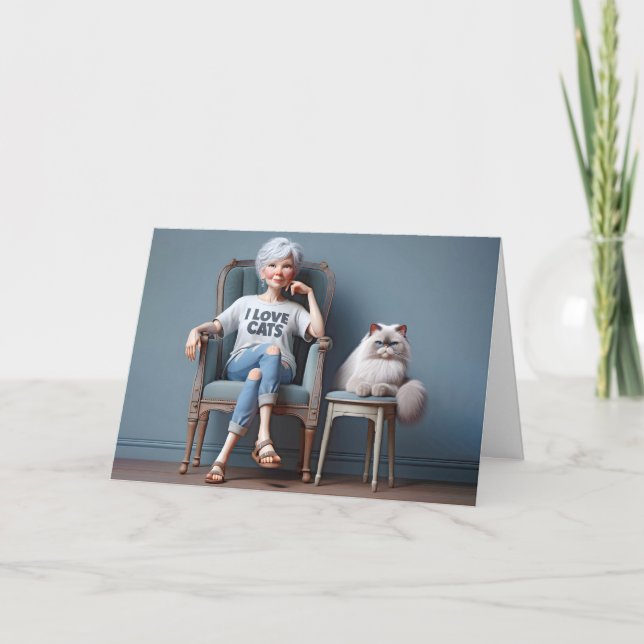 Gamla Dam med I Kärlek Cats T-shirt Kort (Framsida)