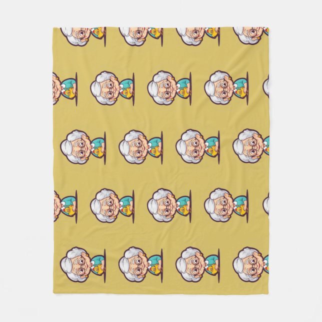 Gamla dam med kycklingfilt fleecefilt (Framsidan)