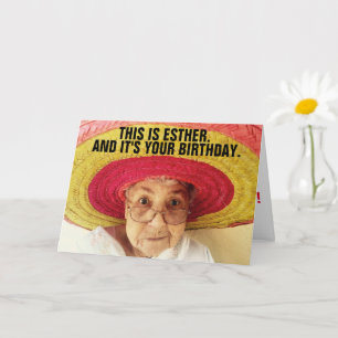 GAMLA DAM MED MEXIKANISKT HAT BIRTHDAY-KORT 4 HER KORT