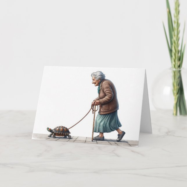 Gamla Dam Walking a turtle Kort (Framsida)