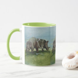 Gamla dinosaurier, Centrosaurus betar på en äng Mugg