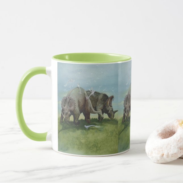 Gamla dinosaurier, Centrosaurus betar på en äng Mugg (Med munk)